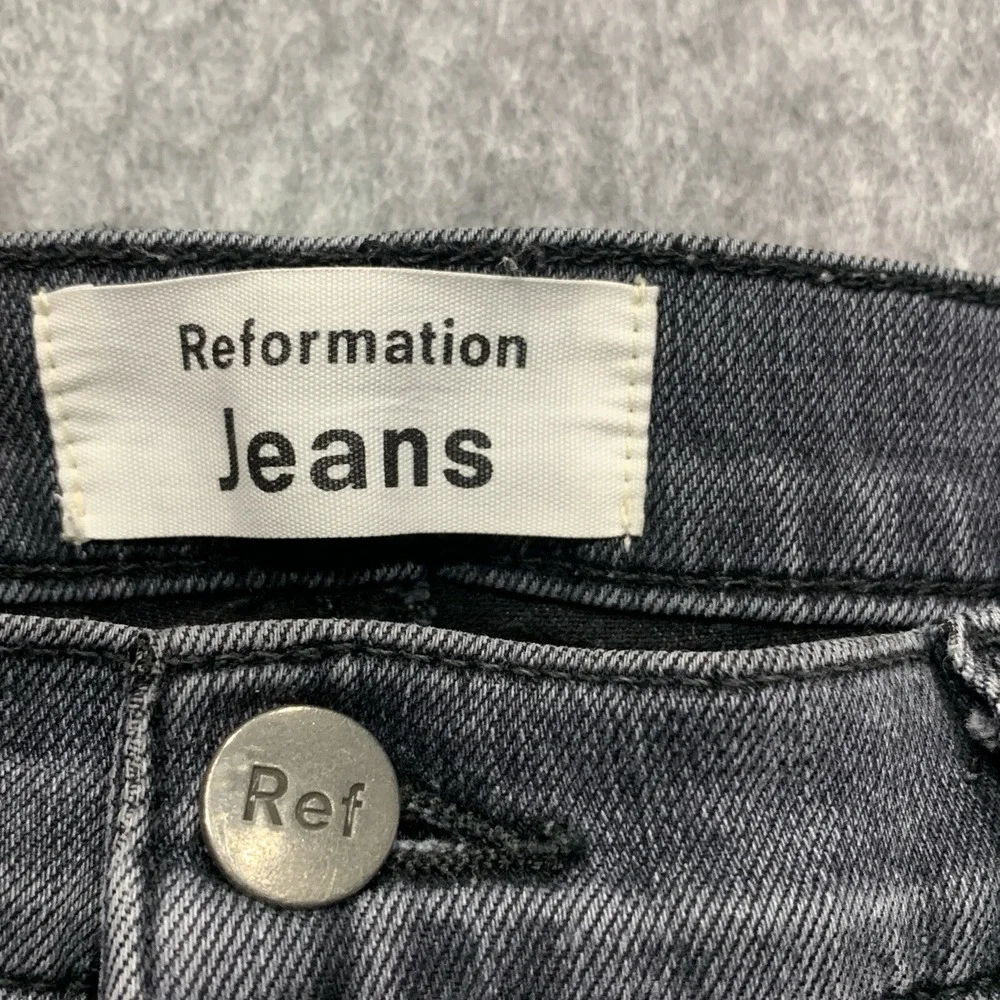 Reformation Jessie High Crop Boot Jeans Redondo Wash Black Frayed Hem - Size 30